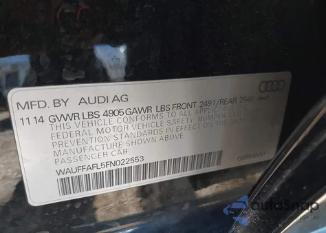 2015 Audi A4 2.0T Premium z USA, uszkodzony, nr VIN WAUFFAFL5FN022553